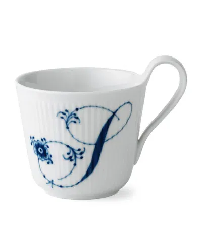 Royal Copenhagen Porcelain Fluted Alphabet Mug In Blue