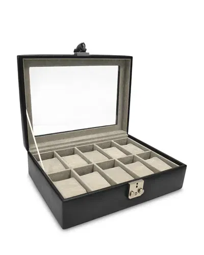 Royce New York Ten-slot Leather Watch Box In Black