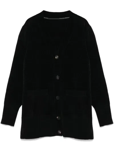 Rrd Chenille Cardigan In Black