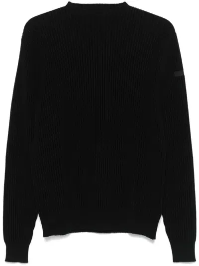 Rrd Roberto Ricci Designs Black Ribbed Crewneck Cotton Sweater