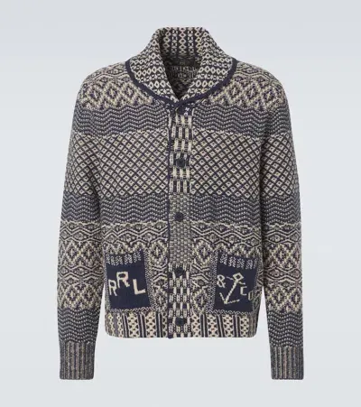 Rrl Cotton, Linen And Wool Cardigan In Blue