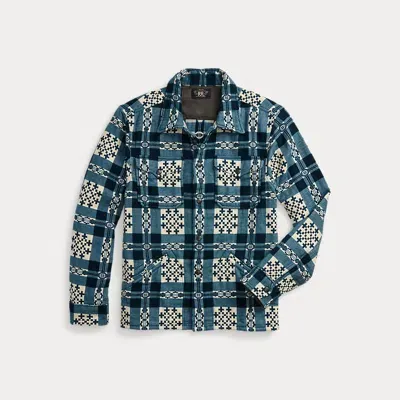 Rrl Patterned Jacquard Overshirt In Blue