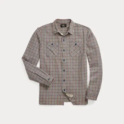 Rrl Plaid Twill Workshirt In Gray