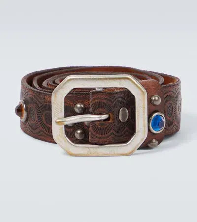 Rrl Rasco Embellished Leather Belt In Brown