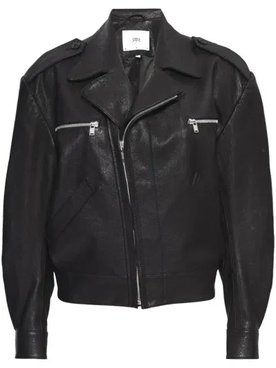 Rta Notched-lapels Leather Jacket In Black