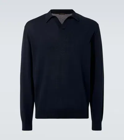 Rubinacci Amalfi Cotton Polo Shirt In Blue