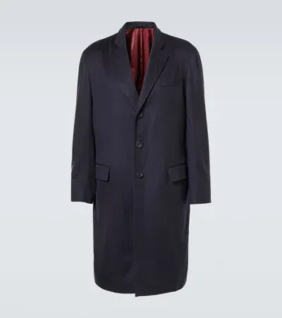 Rubinacci Cashmere Coat In Blue