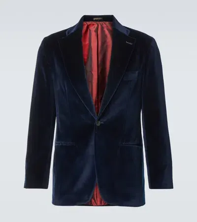 Rubinacci Cotton Velvet Blazer In Blue