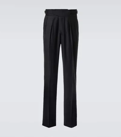 Rubinacci Manny Virgin Wool Straight Pants In Black