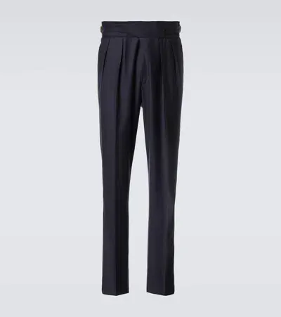 Rubinacci Manny Virgin Wool Straight Pants In Blue