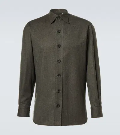 Rubinacci Virgin Wool Overshirt In Green