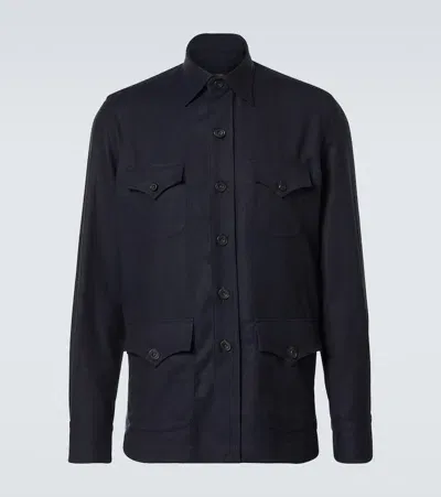 Rubinacci Wool Overshirt In Blue