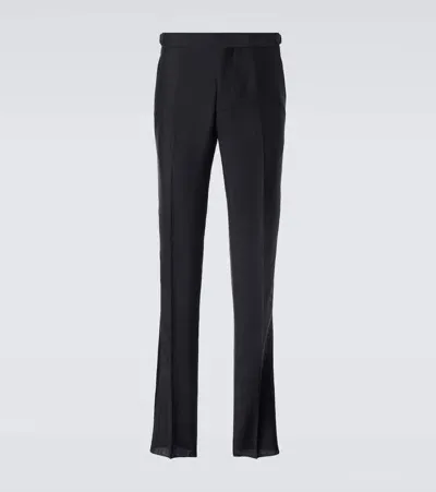 Rubinacci Wool Tuxedo Pants In Black