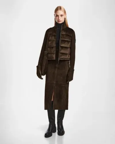 Rudsak Velvet Hybrid Knit & Light Down Jacket In Espresso