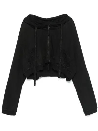 Rundholz Cropped Zip-up Hoodie In Black