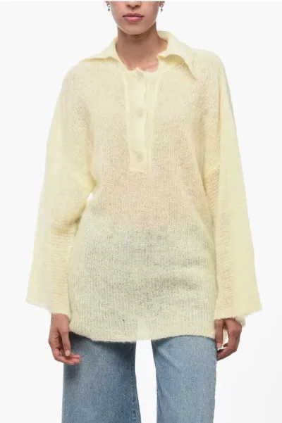 Rus Dropped Shoulder Oversize Sweater With Collar In Yellow