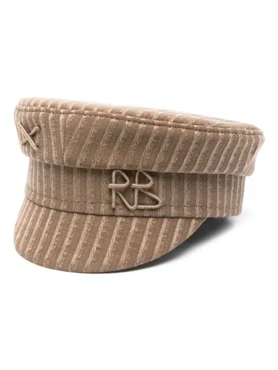 Ruslan Baginskiy Striped Baker Boy Cap In Brown