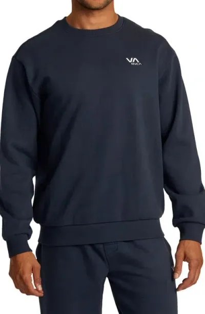 Rvca Essential Logo Embroidered Sweatshirt In Indigo