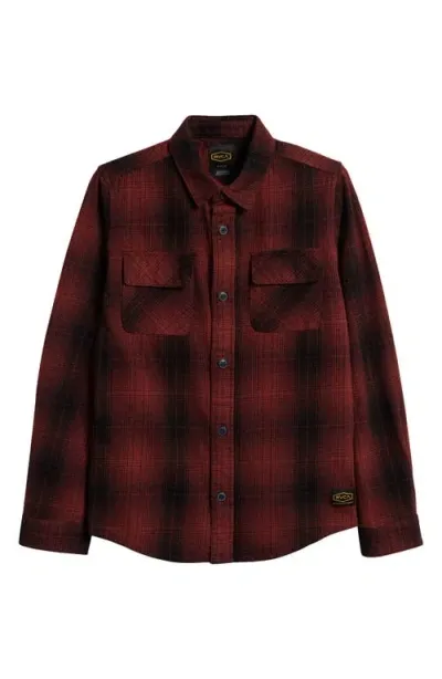 Rvca Kids' Dayshift Plaid Cotton Flannel Button-up Shirt In Red Earth