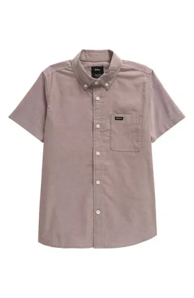 Rvca Kids' That'll Do Cotton Blend Button-down Shirt In Plum Ash