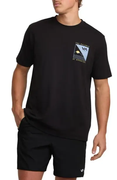 Rvca Mtn Split Performance Graphic T-shirt In Black