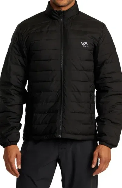 Rvca Reversible Quilted Puffer Jacket In Black 2