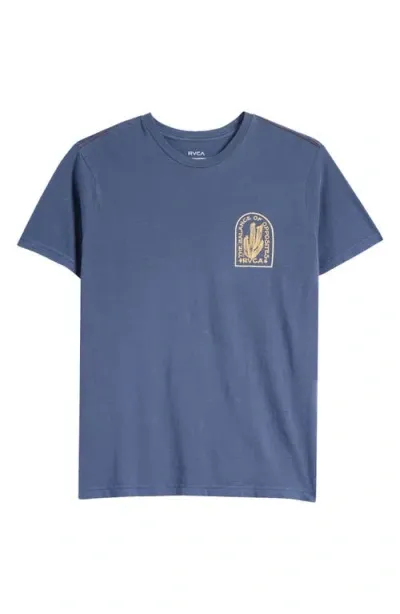 Rvca Sandstorm Cotton Graphic T-shirt In Moody Blue