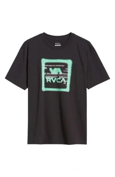 Rvca Spray Text Cotton Graphic T-shirt In Black