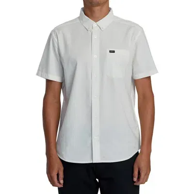 Rvca That'll Do Slim Fit Solid Short Sleeve Cotton Button-down Shirt In Natural