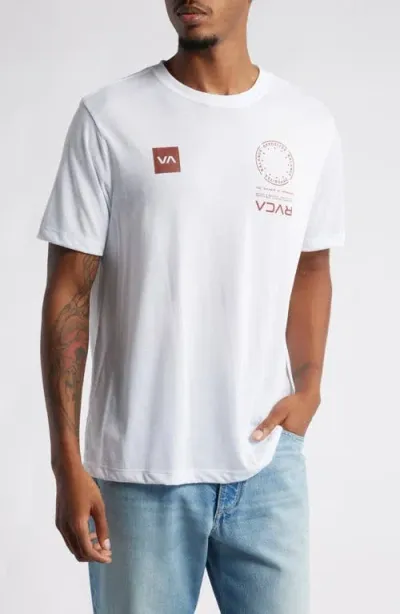 Rvca Va Mark Performance Graphic T-shirt In White/red Brick