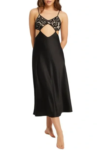 Rya Collection Appliqué Nightgown In Black