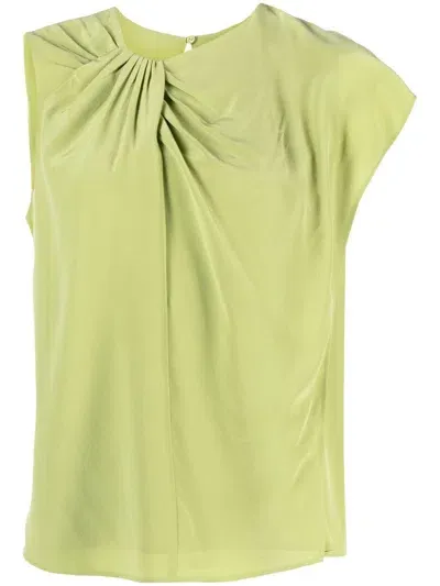 's Max Mara Asymmetric-sleeve Silk T-shirt In Green