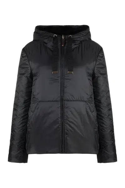 's Max Mara Flinn Hooded Techno Fabric Down Jacket In Black