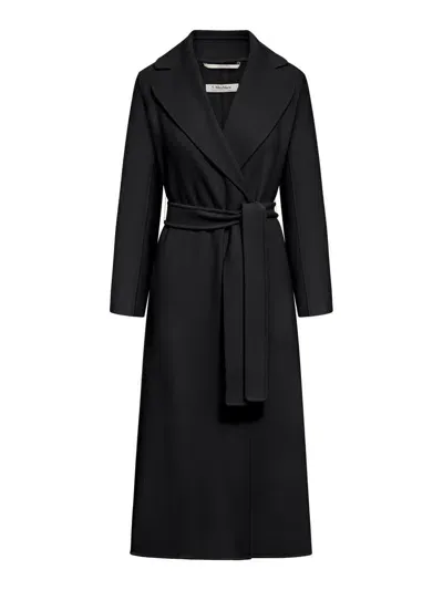 's Max Mara Poldo Wool Coat With Belt In Black