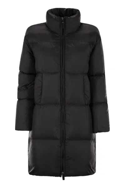 's Max Mara S Max Mara Seibi Long Down Jacket In Anti Drip Canvas In Black