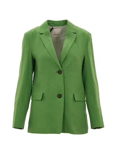 's Max Mara Single-breasted Long-sleeved Blazer In Green