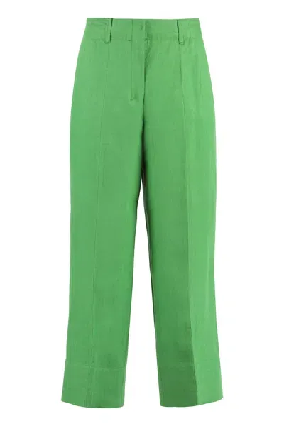 's Max Mara Women's Rebecca Linen Wide Leg Trousers In Green