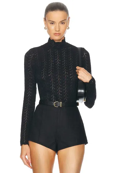 Sablyn Hailey B Cropped Mock Neck Longsleeve Top In Black