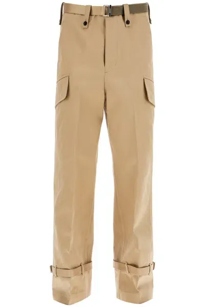 Sacai Cotton Chino Pants For In Beige