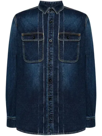 Sacai Cotton Denim Shirt In Blue