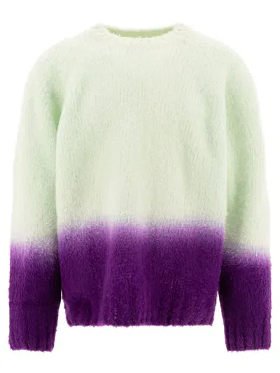 Sacai Dégradé Sweater Knitwear Green In Multicolor