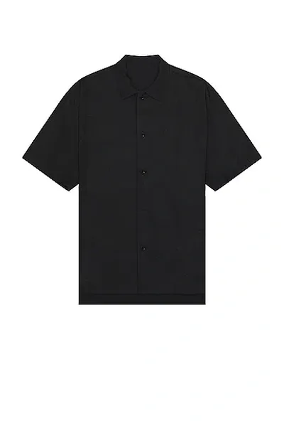 Sacai Floral Embroidered Patch Cotton Poplin Shirt In Black