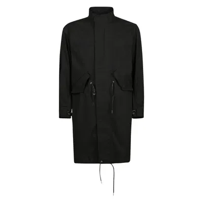 Sacai Cotton Blend Ripstop Long Coat In Black