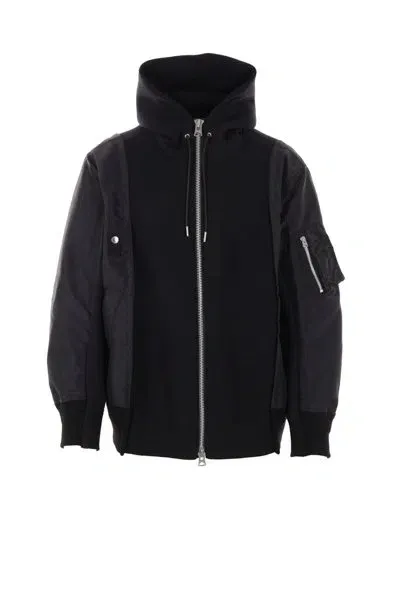 Sacai Panelled Zip In Black