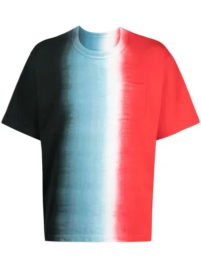 Sacai Tie Dye Cotton Jersey T-shirt In Black,red