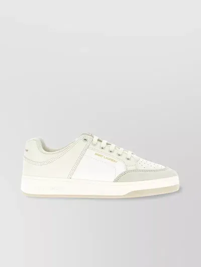 Saint Laurent Sl61 Mixed Leather Low-top Sneakers In White