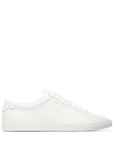 Saint Laurent Andy Leather Sneakers In White