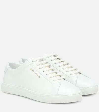 Saint Laurent Andy Leather Sneakers In White