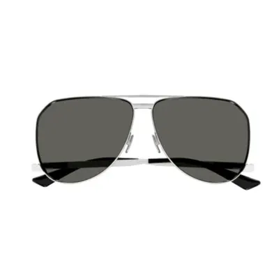 Saint Laurent Aviator Sunglasses In 002 Silver Silver Grey