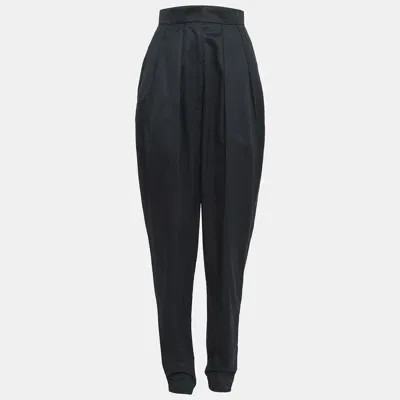 Pre-owned Saint Laurent Black Cotton Pleated Trousers S